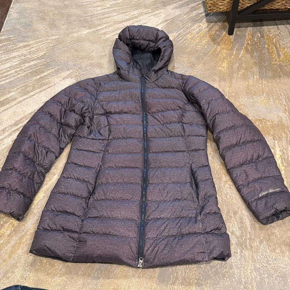 Eddie Bauer cirruslite down parka navy heather size S in EUC